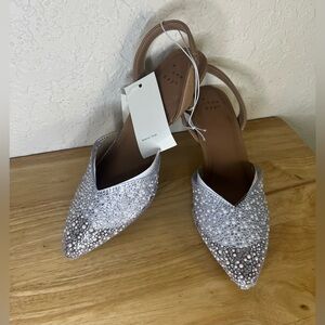 A New Day Women's Silver Embellished Slingback Heels